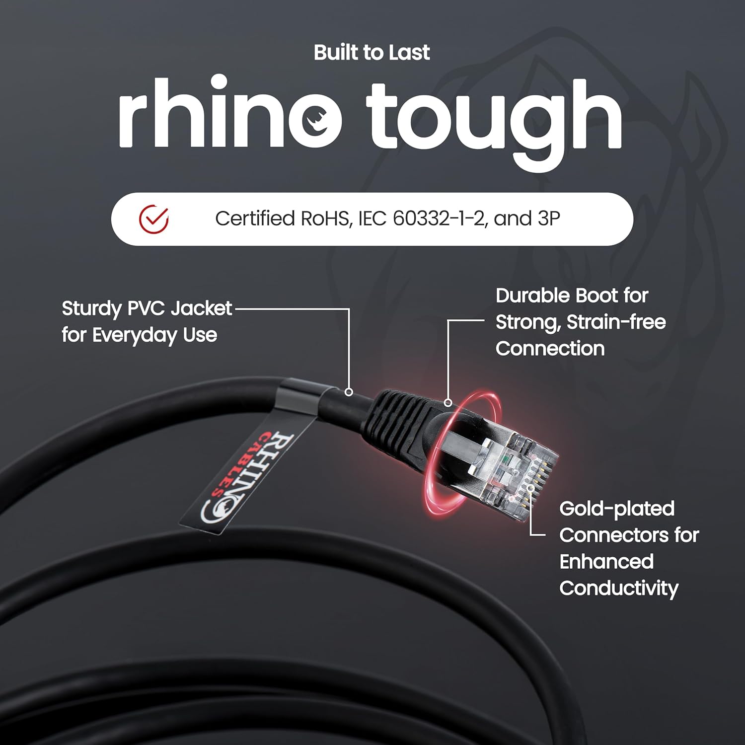 rhinocables CAT 6a Ethernet Cable | 10Gbps S/FT High-Speed & Large Bandwidth Data Transfer | Reliable LAN Network RJ45 Cable | Wi-Fi Broadband Cable for Seamless Gaming & Streaming (2m, Yellow) - Image 4