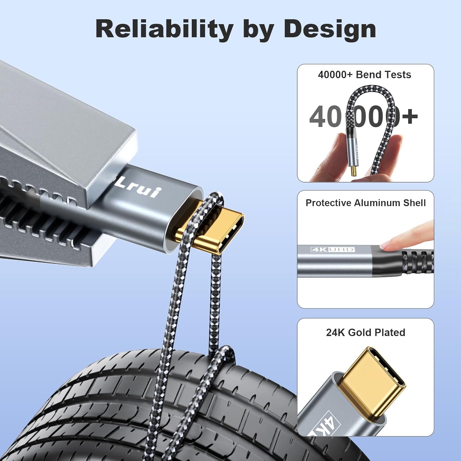 1.8M USB C to USB C Display Cable, 4K Video Output, 20Gbps Data Transfer & 100W PD Charging, USB 3.2 Gen 2x2 Cord for MacBook, iPhone 16/15, Samsung S24, Arzopa & Yodoit Type-C Portable Monitors - Image 7