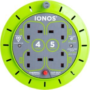 IONOS 4 Socket Cable Reel, 5m, Gree...