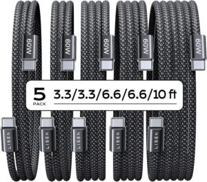 LISEN 5-Pack USBC Cables [3.3/3.3/6...
