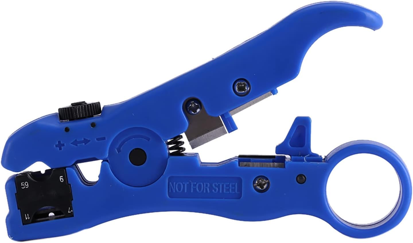 Coaxial Cable Cutter Stripper Stripping Tool Multi functional Convenient Simple to Operate Light Compact for RG59 RG6 RG7 RG11 Blue 124.6 x 37mm