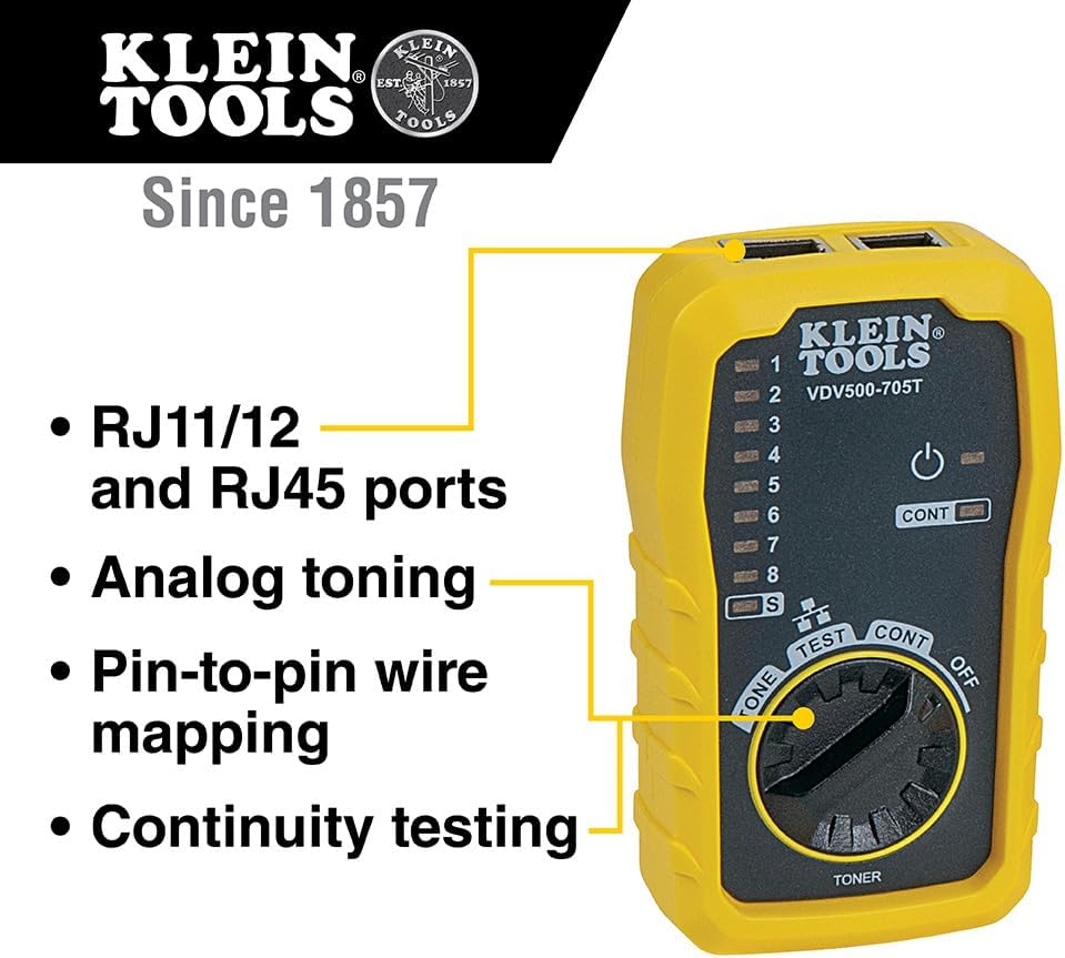 Klein Tools VDV500-705 Tone Generator and Probe Kit, Wire Tracer and Tester with Probe Includes Alligator Clips and RJ11 / RJ12 / RJ45 Plug - Image 3
