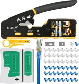 RJ45 Crimp Tool Kit Pass Through Cr...