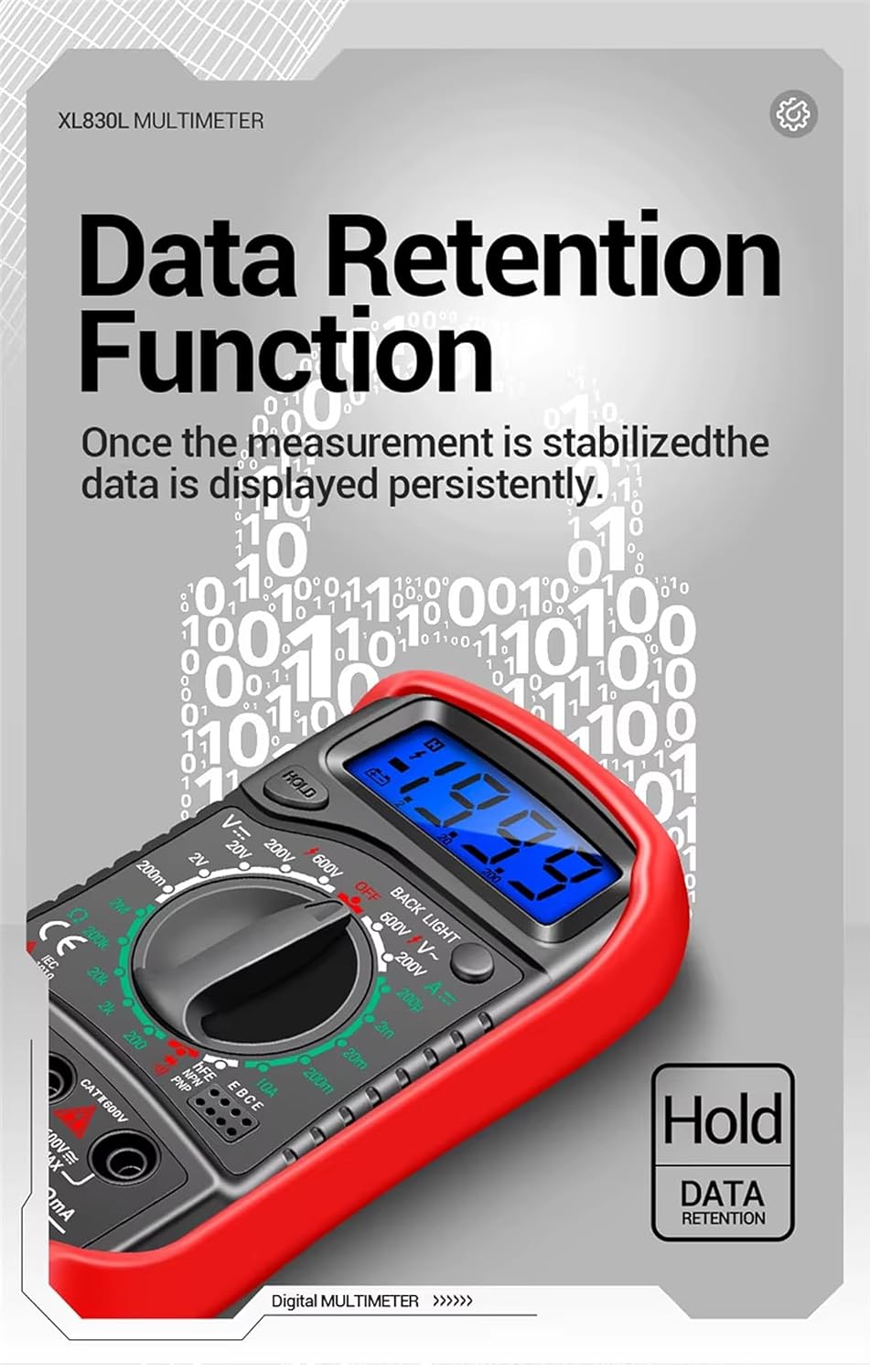 Digital Multimeter Tester - Voltmeter Ohmmeter Ammeter Multi Voltage Tester Meter with Backlit LCD Electronic Test Meter - Voltage Testers measures Voltage, Current, Resistance, Diode - Image 5