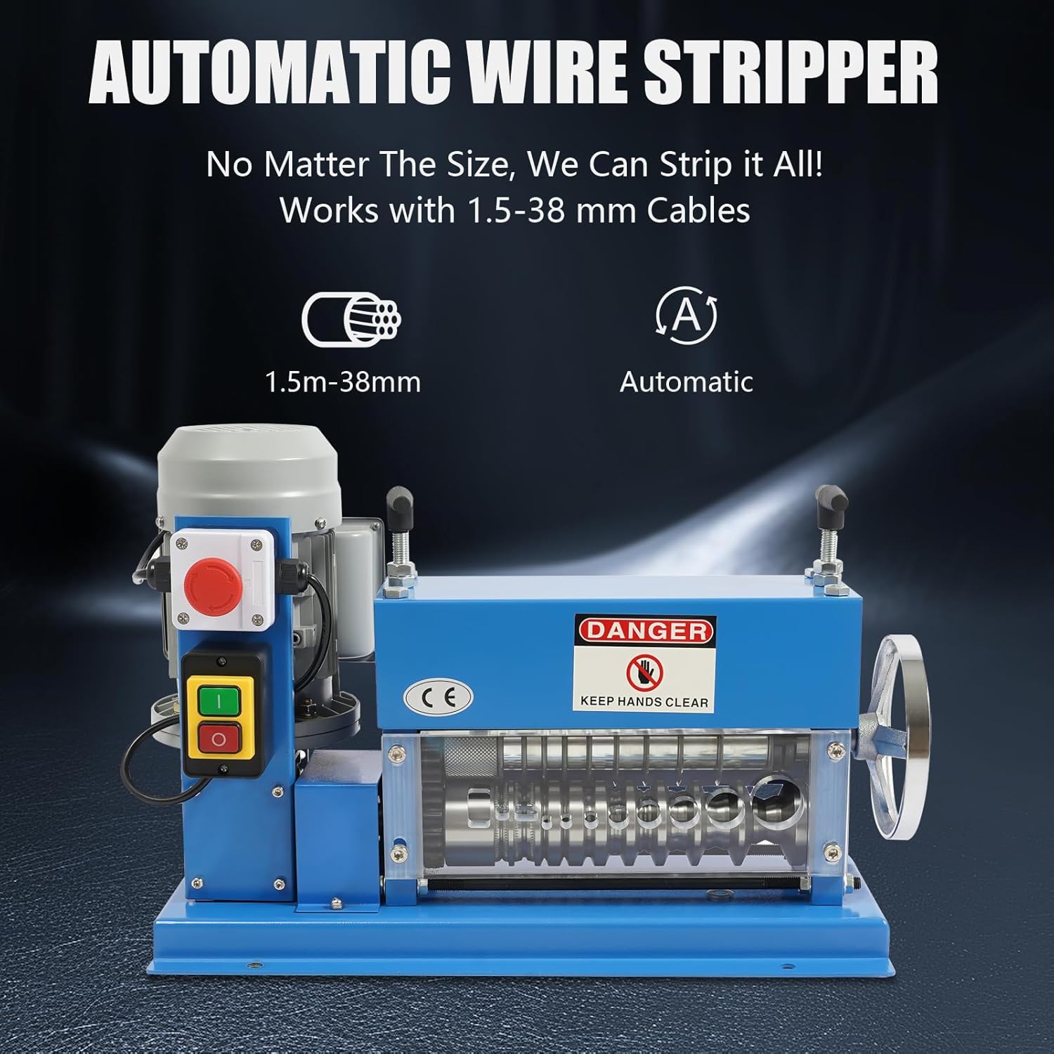 Automatic Wire Stripper Electrical Cable Stripper Machine 370W Cable Stripper Machine 1.5mm ~ 38mm Electric Wire Stripper, 11 Channel Copper Cable Machine for Leftover Cable Recycling - Image 4