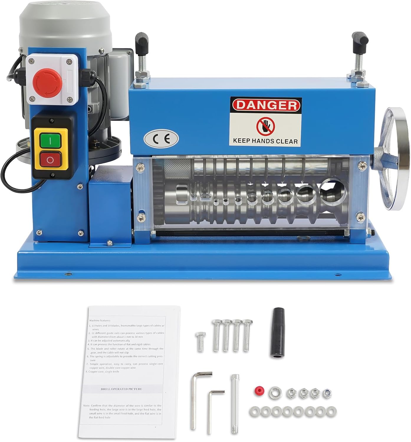 Automatic Wire Stripper Electrical Cable Stripper Machine 370W Cable Stripper Machine 1.5mm ~ 38mm Electric Wire Stripper, 11 Channel Copper Cable Machine for Leftover Cable Recycling