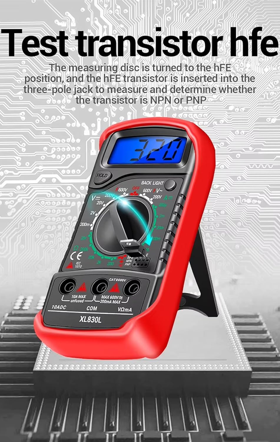 Digital Multimeter Tester - Voltmeter Ohmmeter Ammeter Multi Voltage Tester Meter with Backlit LCD Electronic Test Meter - Voltage Testers measures Voltage, Current, Resistance, Diode - Image 6