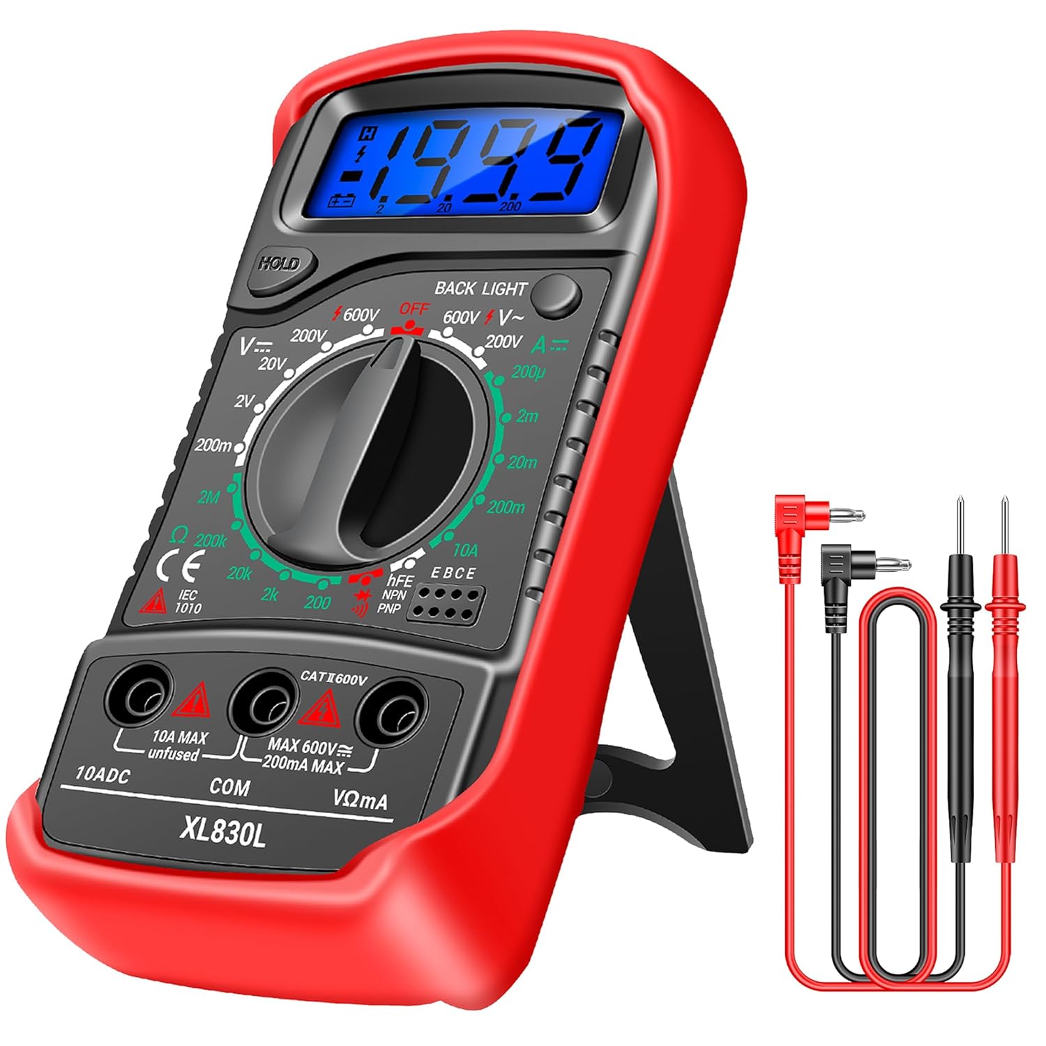 Digital Multimeter Tester - Voltmeter Ohmmeter Ammeter Multi Voltage Tester Meter with Backlit LCD Electronic Test Meter - Voltage Testers measures Voltage, Current, Resistance, Diode