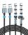 Kuulaa Magnetic Charging Cable 2 Pack (1M+2M) 360°& 180° 3-in-1 Data Transfer Charger Cable 3A USB C for iPhone/Samsung/Micro USB Devices
