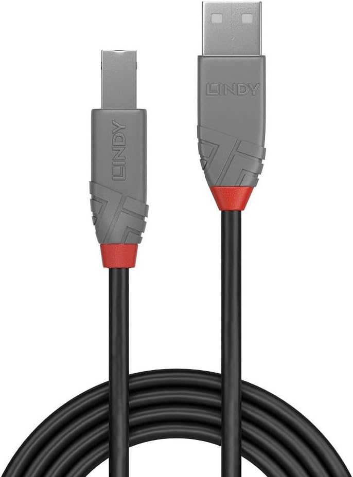 Lindy 2m USB 2.0 Printer Cable, USB-A to USB-B Cable ,Scanner and Printer cable for HP, Canon, Dell, Epson, Brother, Electric Piano, Anthra line - Image 2