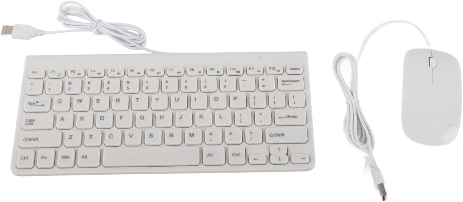 Ultra Thin USB Wired Keyboard Mouse Set Combo for PC Laptop, Compact Design, Plug and Play, 1. Durable Cable, Lightweight and Comfortable (White) - Image 5
