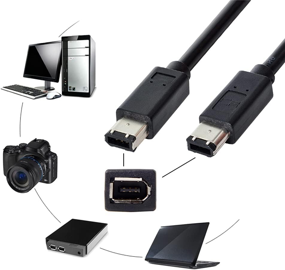 NFHK 6 Pin to 6Pin FireWire 400 to FireWire 400 6-6 ilink Cable IEEE 1394 1.8m Black FW-016 - Image 5