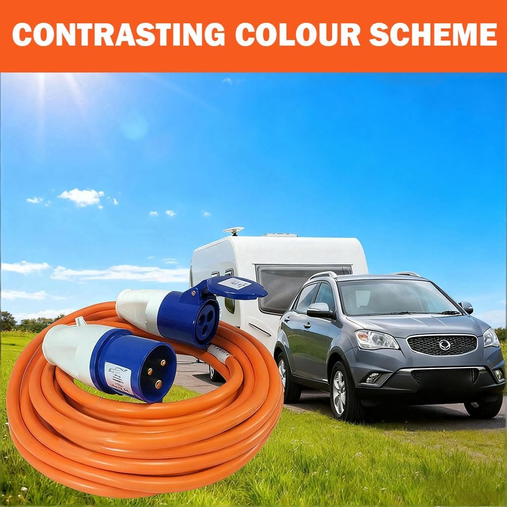 10M Extension Lead Cable - 240V 16 Amp Heavy Duty Camping Caravan Hook Up Cable - High Vis Orange - Perfect For Campervan & Motorhome - Image 6