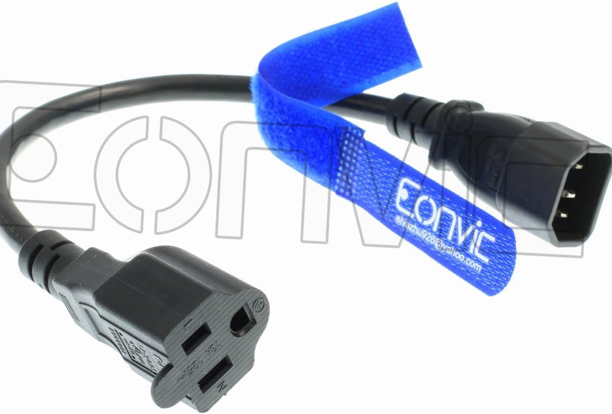 Eonvic 2PCS IEC 320 C14 to Nema 5-15R 18AWG Standard Computer Power Cord Cable 1ft - Image 4