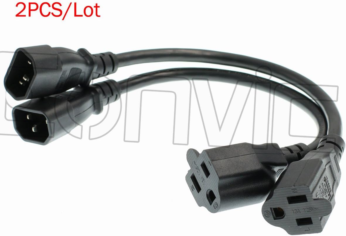Eonvic 2PCS IEC 320 C14 to Nema 5-15R 18AWG Standard Computer Power Cord Cable 1ft - Image 2