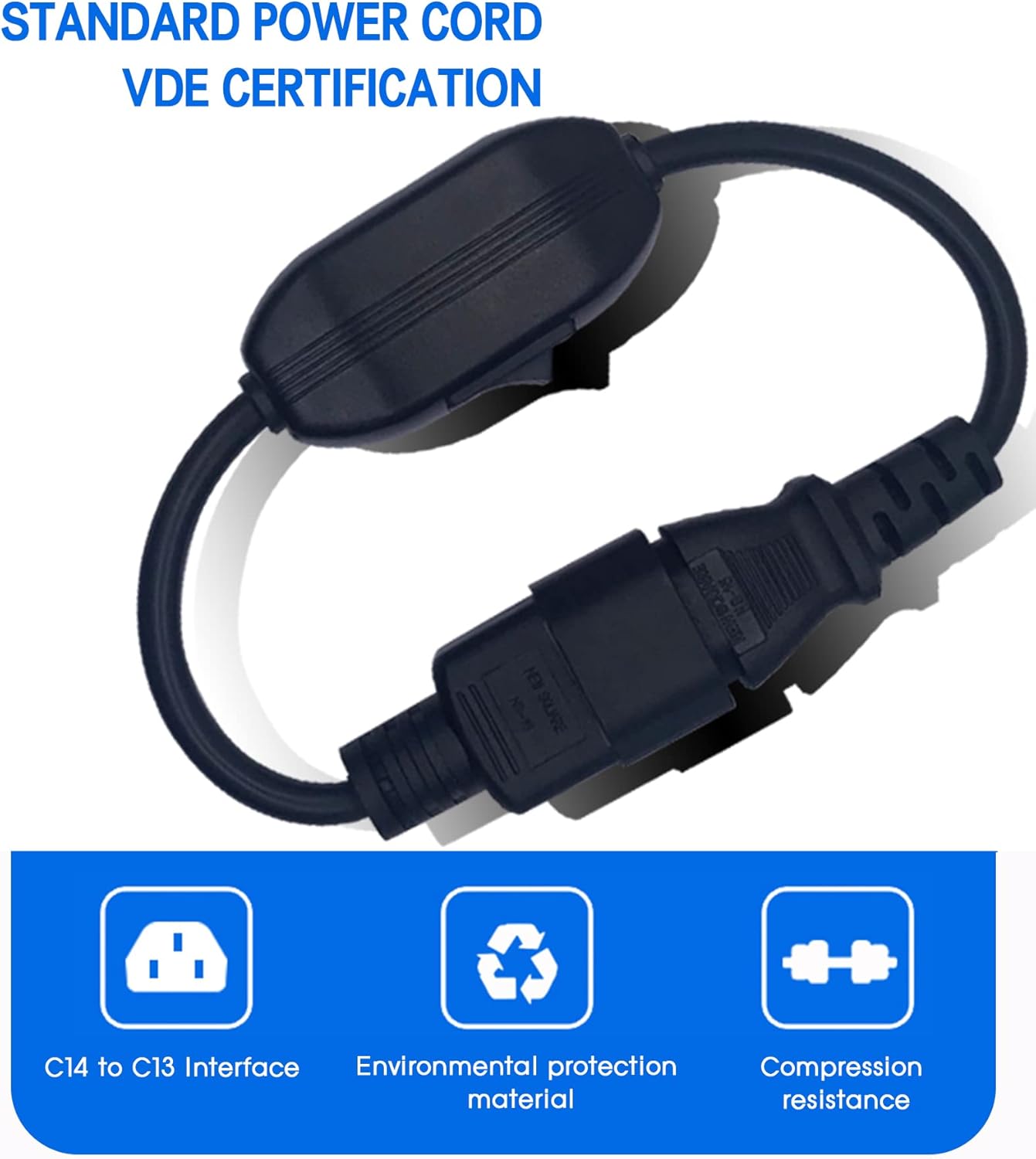 Eonvic PDU UPS Power Cord Cable, IEC 320 C14 to C13 with On/Off Switch 30cm - Image 6