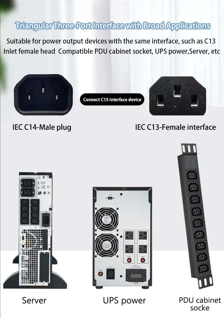 C14 to C13+UK socket Power Splitter Y Splitter Power Cable, 13A 250V IEC C14 Male to C13 + UK Female Adapter for High-Performance PC, Server & Rack PDU Power Supply - Image 5