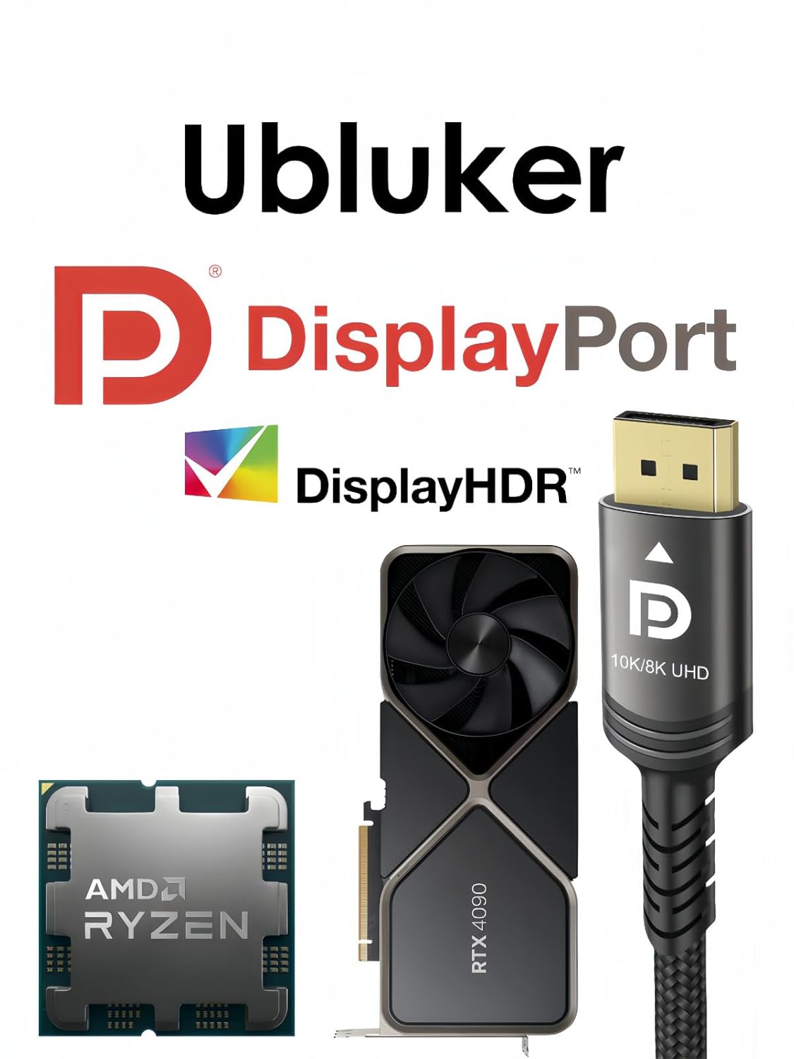 10K 8K DisplayPort 2.1 Cable 54Gbps 2M, Certified DP to DP Cord 4K 240Hz 165Hz 144Hz 120Hz 10K 8K 120Hz Nylon Braided UHBR HDCP2.3 FreeSync G-Sync RTX5090 Gaming Monitor PC Projector - Image 7