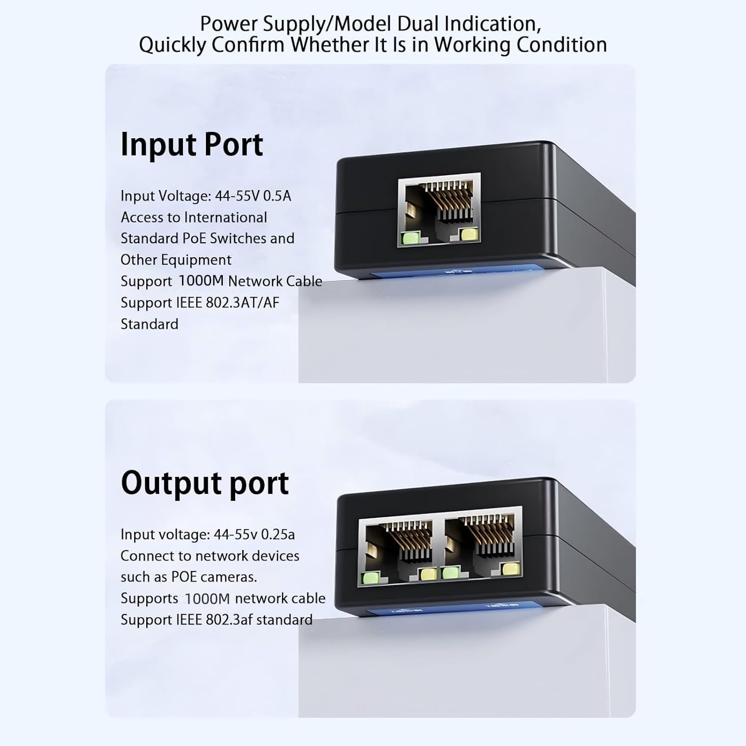2 Ports 1000M PoE Repeater with IEEE 802.3af/at Standard, 30W 1 in 2 Out PoE Extender,100M Ultra Long Distance Signal Extende and Power Supply for IP Camera/PoE Devices/Wireless Device - Image 9