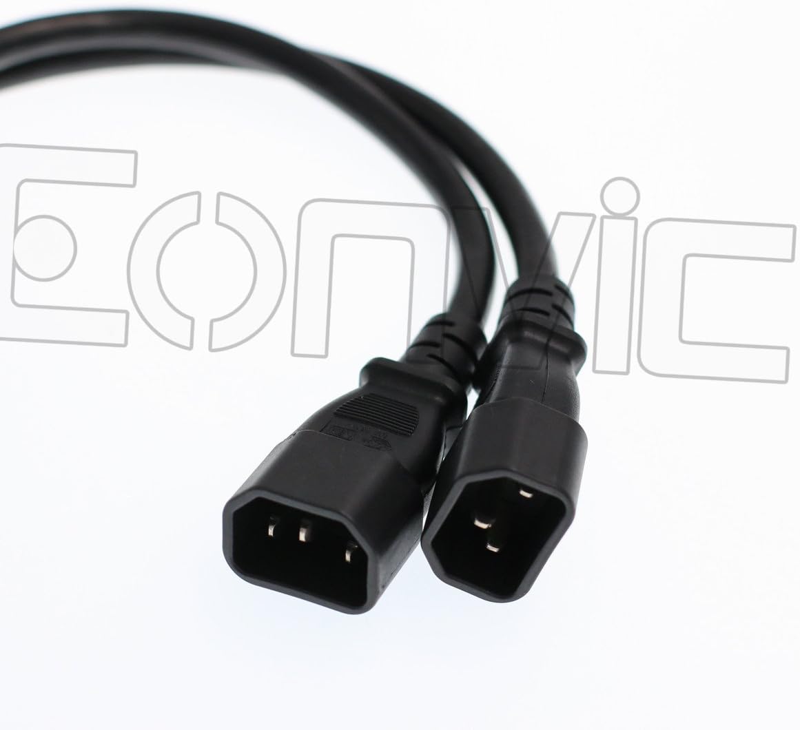 Eonvic 2PCS IEC 320 C14 to Nema 5-15R 18AWG Standard Computer Power Cord Cable 1ft - Image 3