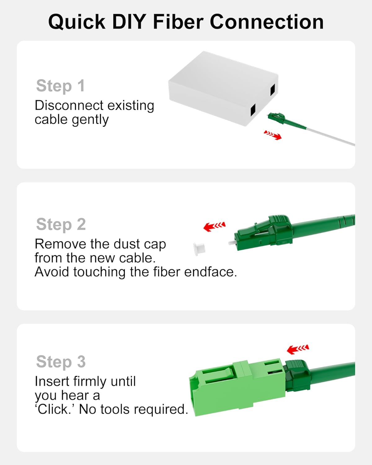 3m(10ft) LC/APC to LC/APC Fiber Optic Internet Cable, Armored Single Mode Patch Cable, Fiber Optic Jumper Optical Patch Cord - SIMPLEX - 9/125um - OS1/OS2 Compatible, LSZH White - Image 3
