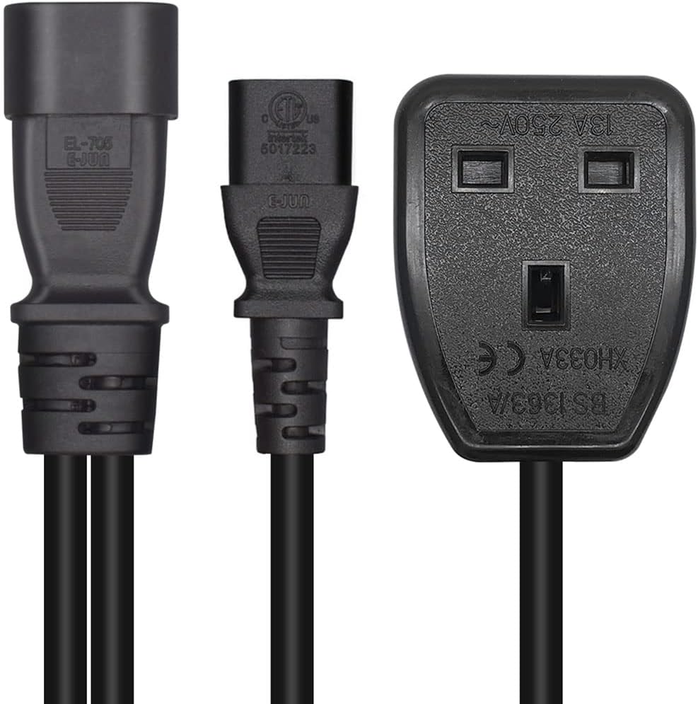 C14 to C13+UK socket Power Splitter Y Splitter Power Cable, 13A 250V IEC C14 Male to C13 + UK Female Adapter for High-Performance PC, Server & Rack PDU Power Supply - Image 4