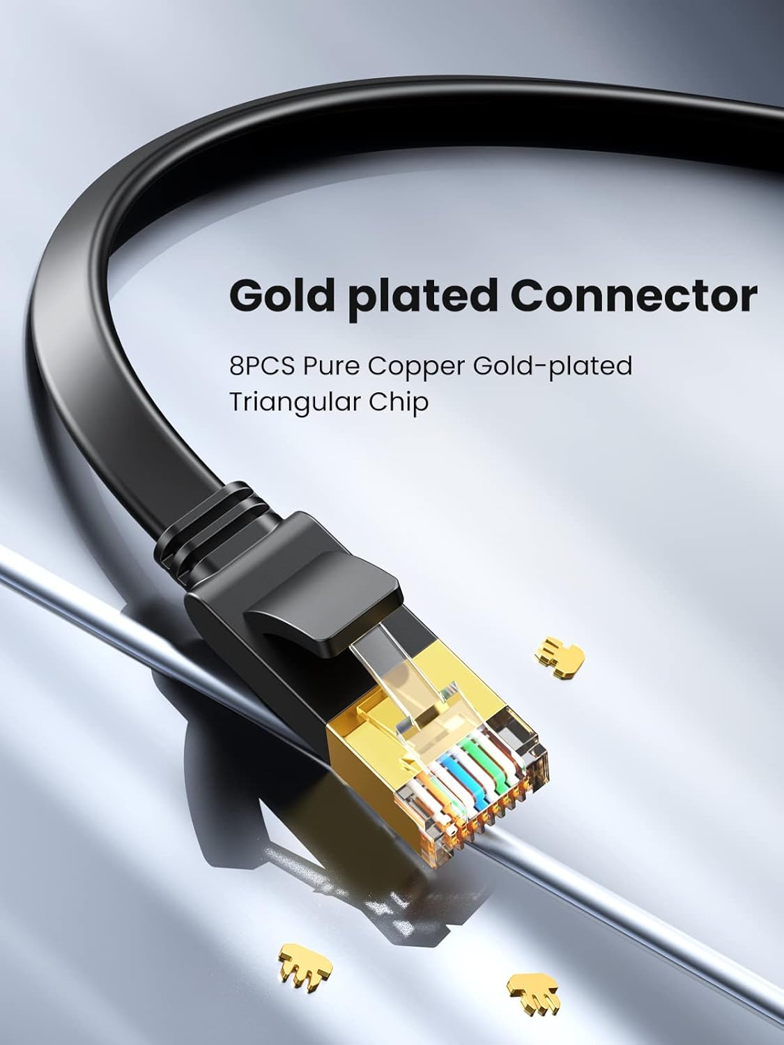 UGREEN Ethernet Cable 2M, Cat 7 Flat High-Speed Gigabit Network Cable, U/FTP 10Gbps 600Mhz/s RJ45 LAN Cable Internet Patch Cord Compatible with Router, Modem, Xbox, PC & Laptop, PS5, Switch, Printer - Image 6