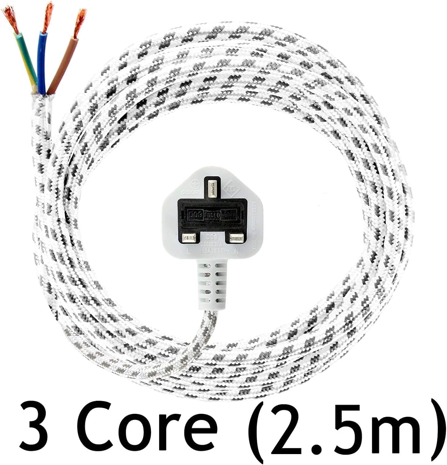 SPARES2GO 2.5m Universal 3 Core Steam Generator/Dry Iron Mains Power Cable Flex Lead + UK Plug (2.5 Metre) - Image 5