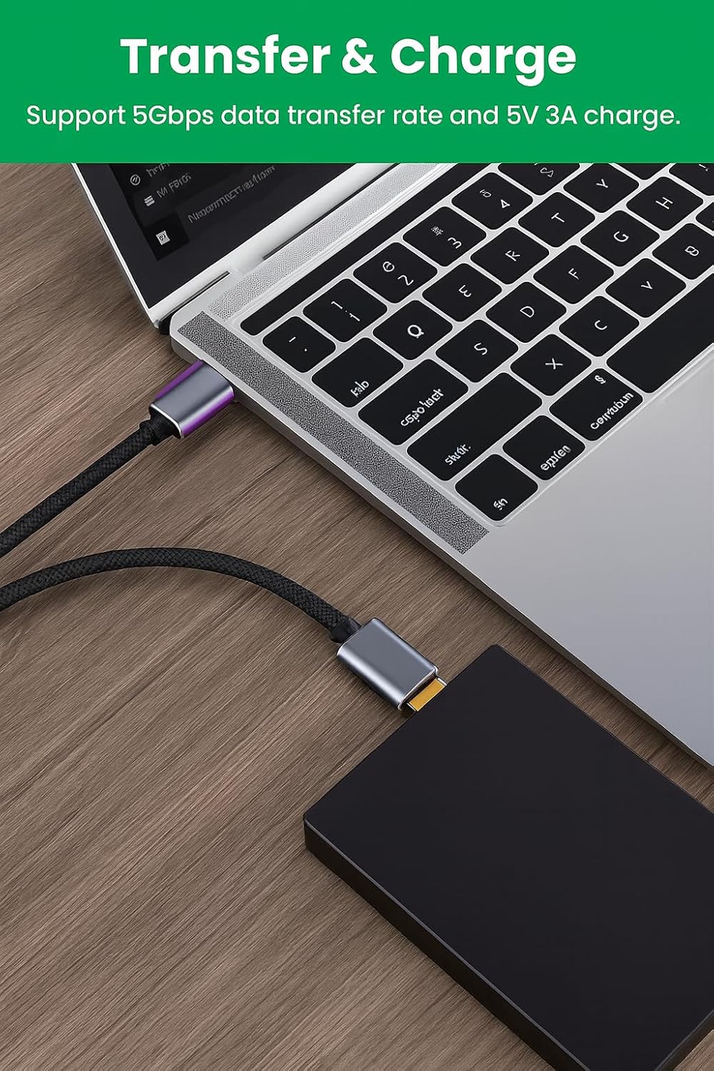 USB C to Micro B 3.0 Hard Drive Cable 0.5m Thunderbolt 5Gbps Data Transfer, Compatible with MacBook, Samsung, WD, Seagate, Toshiba SSD HDD, Camera etc. - Image 3