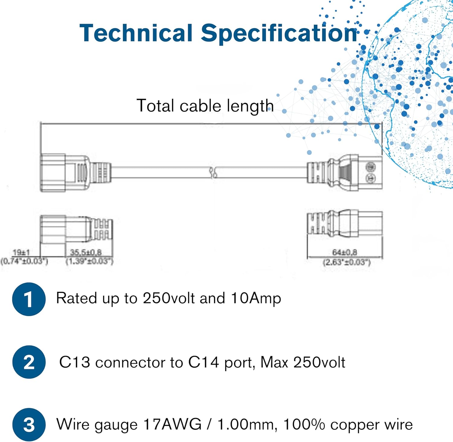 C2G 88504 3 Metre 16 AWG Computer Extension Cord (IEC320C13 to IEC320C14) 9 Foot Kettle Lead/Power Cable, black - Image 4