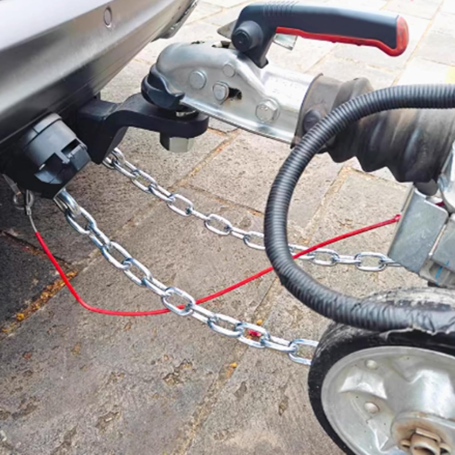 2 PCS Caravan Trailer Breakaway Cable, Trailer Break Away Cable with Carabiner & Burst Rings, Heavy Duty Coupling Towing Safety Cables for Williams Clevis Breakaway Caravan Awning Accessories - Image 6