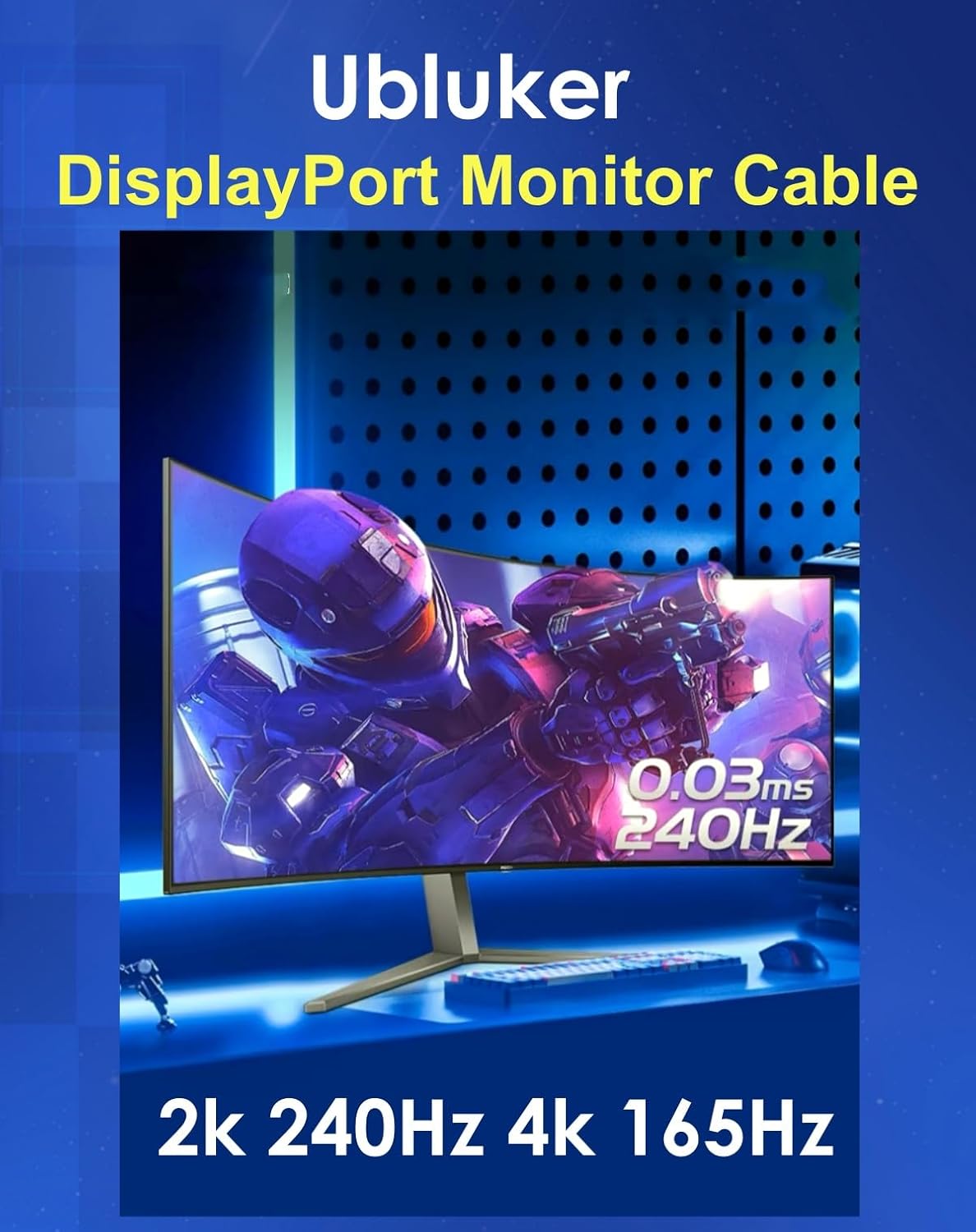 10K 8K DisplayPort 2.1 Cable 54Gbps 2M, Certified DP to DP Cord 4K 240Hz 165Hz 144Hz 120Hz 10K 8K 120Hz Nylon Braided UHBR HDCP2.3 FreeSync G-Sync RTX5090 Gaming Monitor PC Projector - Image 4