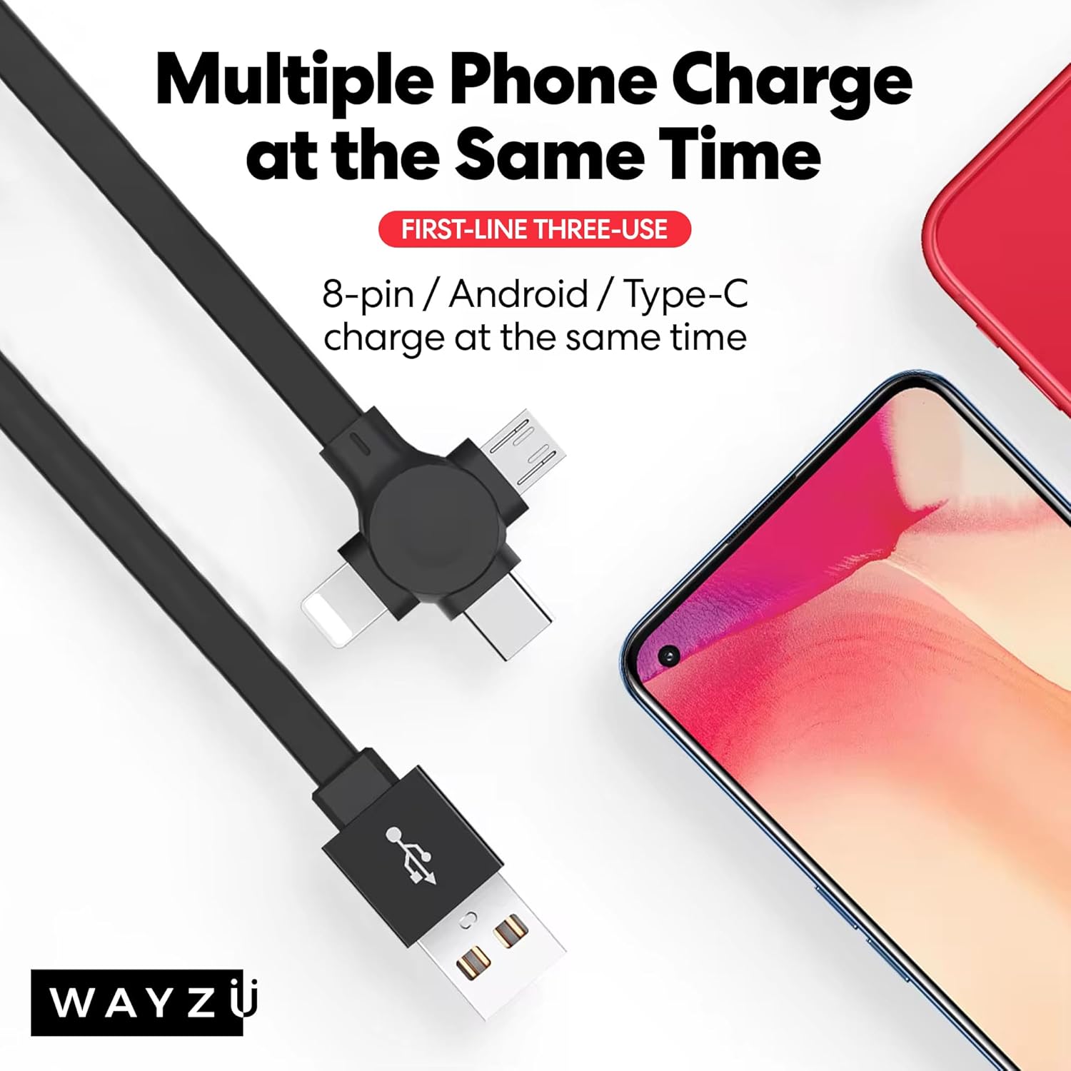 3-in-1 Retractable Multi Charging Cable & Phone Stand – Universal USB-C Cable Compatible with iPhone, Android, Micro USB, Travel Charger Lead - Image 8