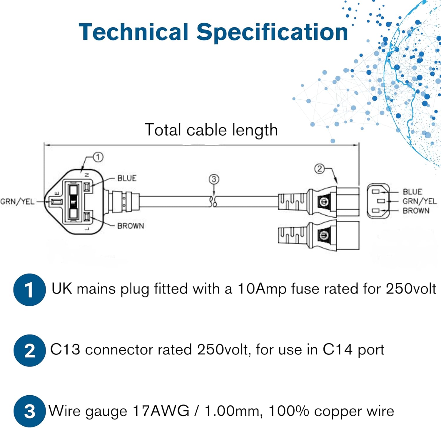 C2G 88514 3 Metre UK Power Cable IEC320C13 to BS1363 9 Foot Kettle Lead Power Cord, Black - Image 4