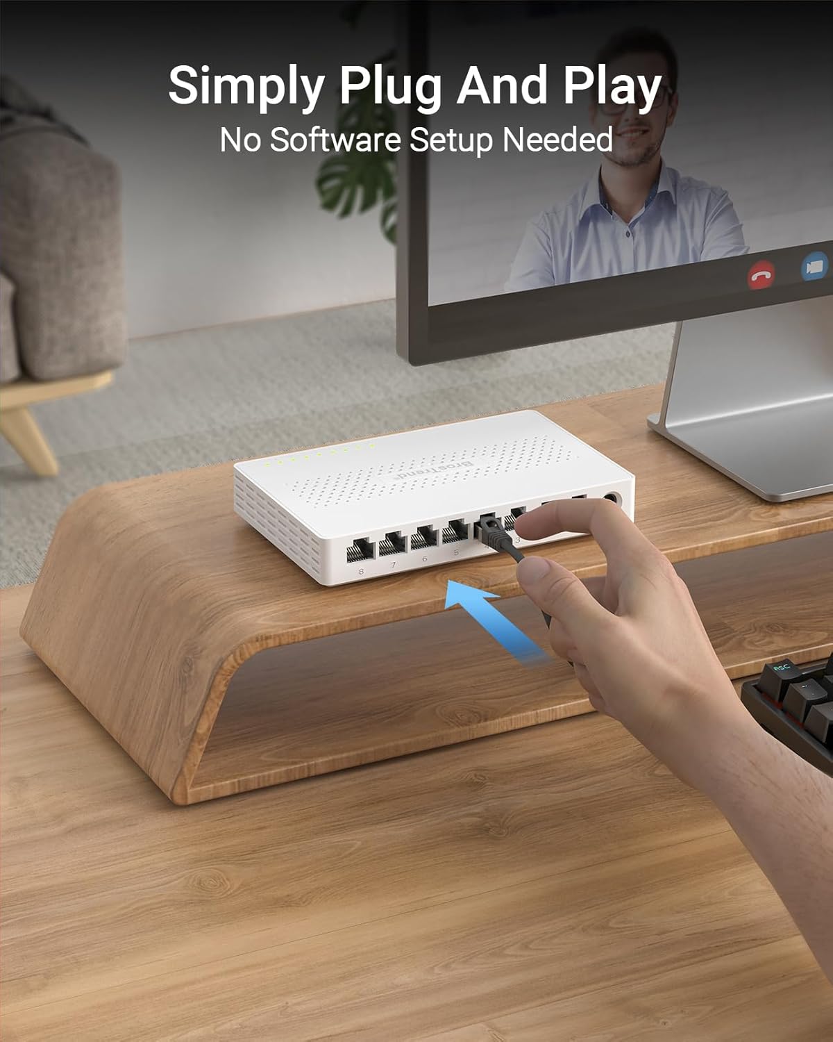 BrosTrend 8 Port 2.5Gb Ethernet Switch, Multi-Gigabit Unmanaged Network Switch for Gaming Office Home NAS PC, 2.5G Ethernet Splitter Hub Plug & Play, Fanless, Desktop Wall-Mount, Lifetime Protection - Image 5