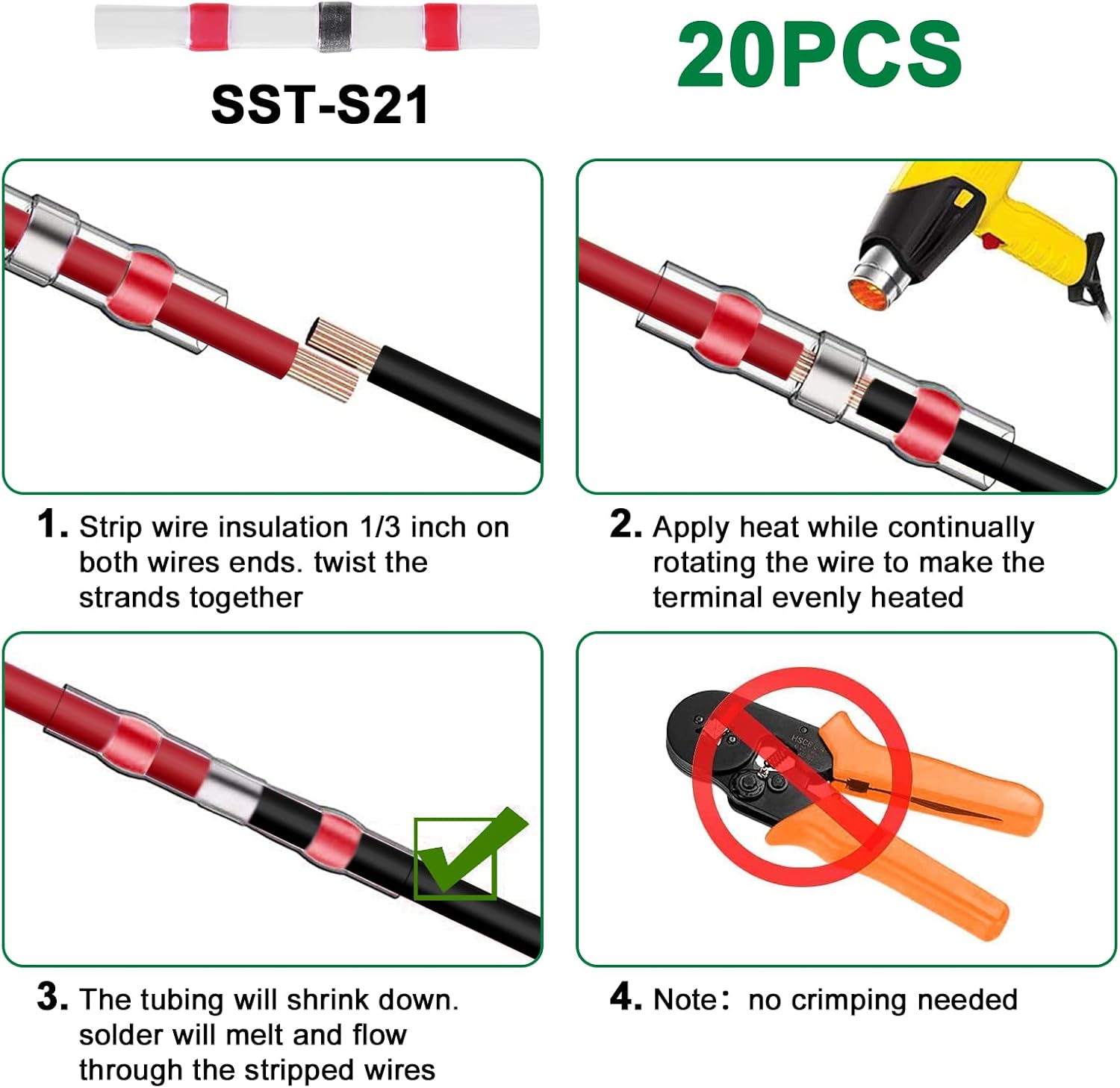 URAQT Car Waterproof Electrical Connector, 5 Pcs 2 Pin Car Wire Connector, Waterproof Connector with 16 AWG Wire and 20 Solder Terminals, For Car, Truck, Boat and Other Wire Connections - Image 6