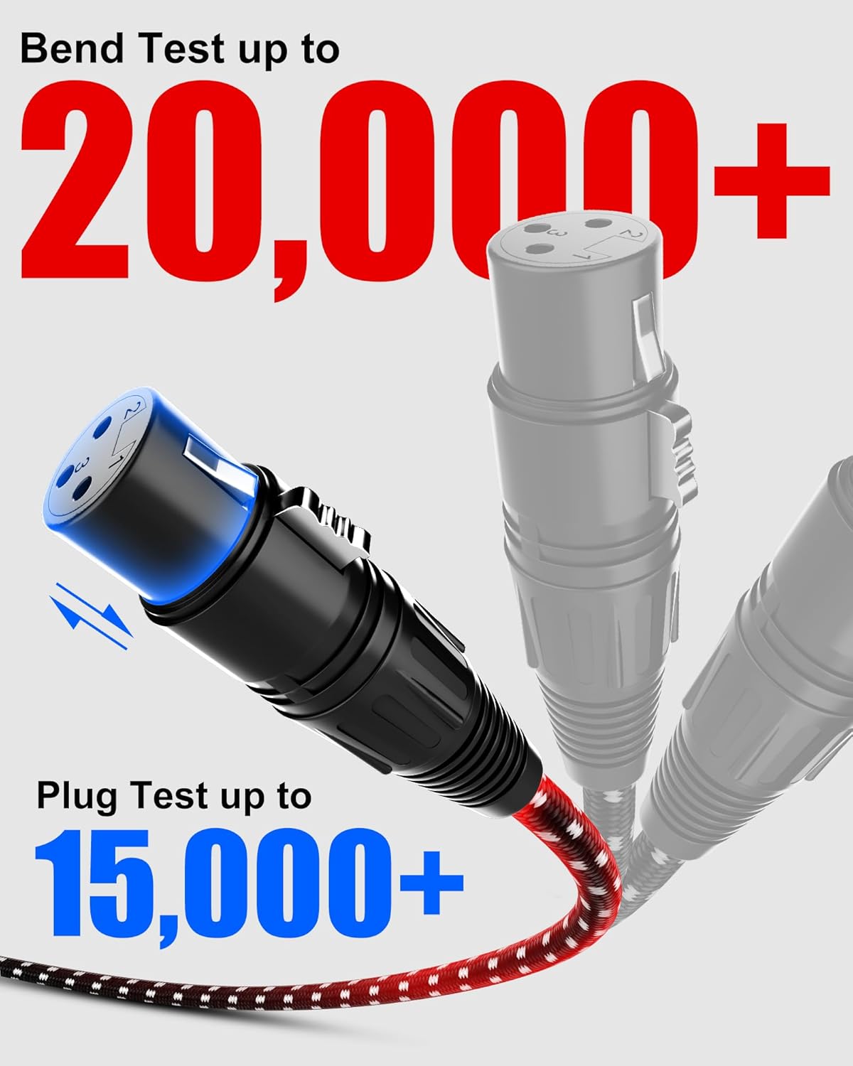 XLR Cables 0.3m / 1ft 2 Pack, Nylon Braided XLR Microphone Cable Male to Female, Oxygen-Free Copper (OFC),Balanced 3-Pin, Short Audio Mic Lead for Studio, Speaker, Recording,Mixer, PA - Image 7