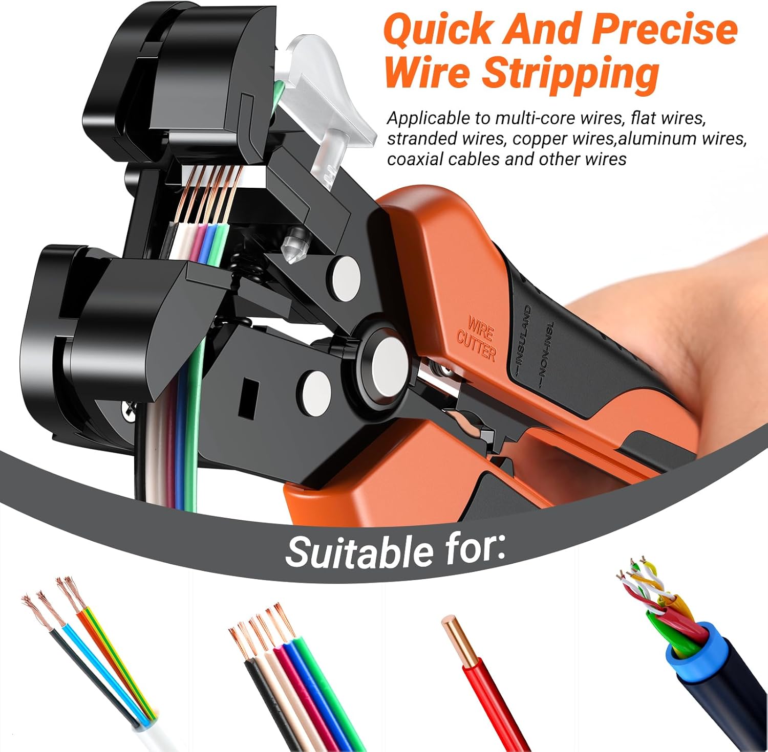 Wire Stripper, Preciva Automatic CableStripper and Cutter Tool Electrical for 0.2-6mm² Wires, Self Adjustable Electrican Wire Crimping Toolkit - Image 2