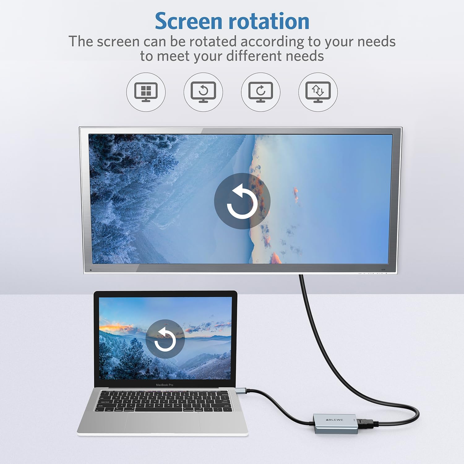 ABLEWE USB 3.0 to HDMI Adapter, Upgraded Aluminum HDMI to USB Audio Video Graphics Converter Cable for PC Laptop Monitor Projector Desktop TV,Support Mac OS,Windows 10/8.1/8/7 - Image 5