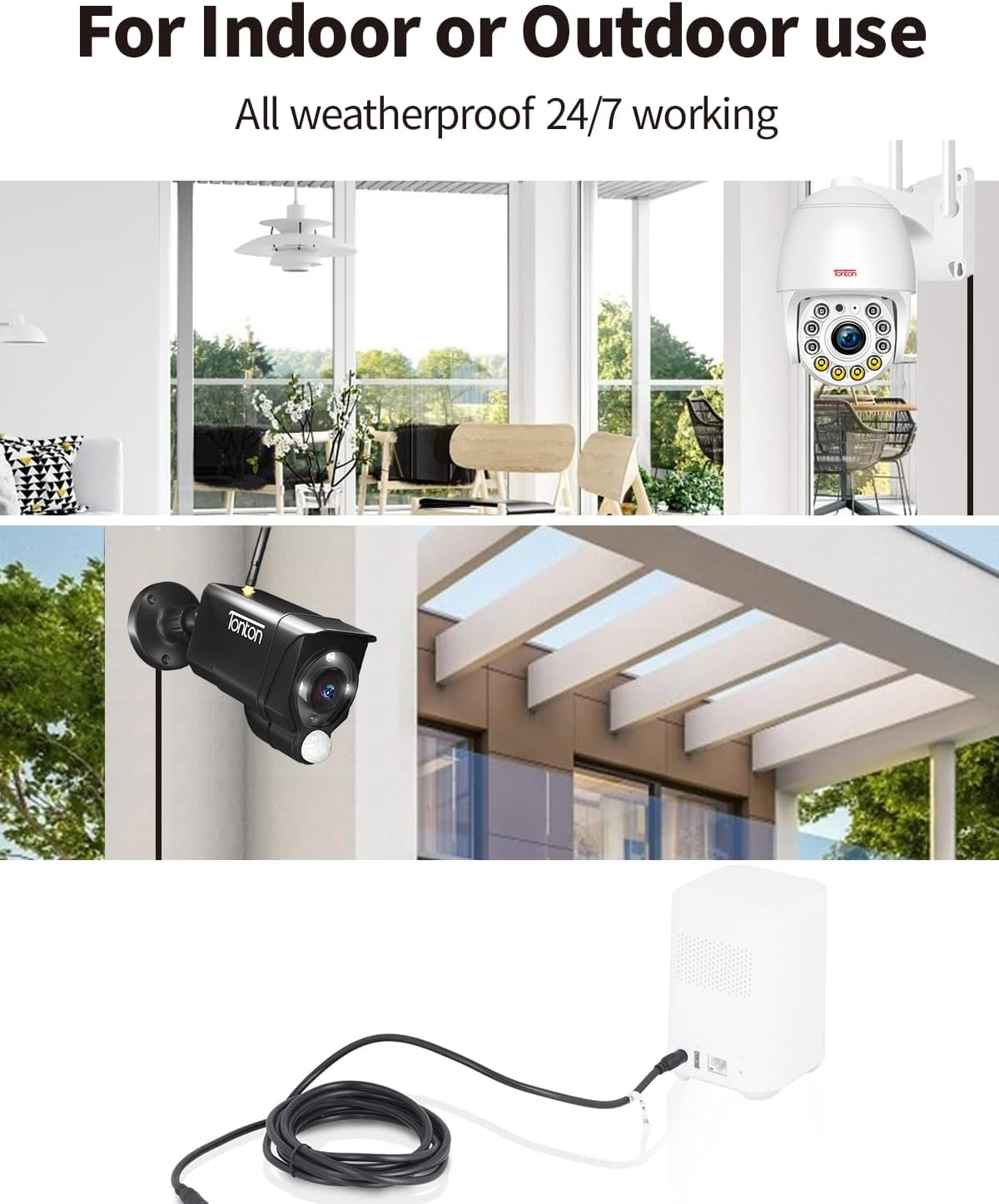 Tonton CCTV Power Extension Cable 10M(33ft), 2.1mmx 5.5mm Female to Male 12V DC Extension cable for Tapo C110,C211,C510W,TC70 Cameras, Router, LED Strip Light, CCTV Cameras, DVR/NVR Recorder, Black - Image 9