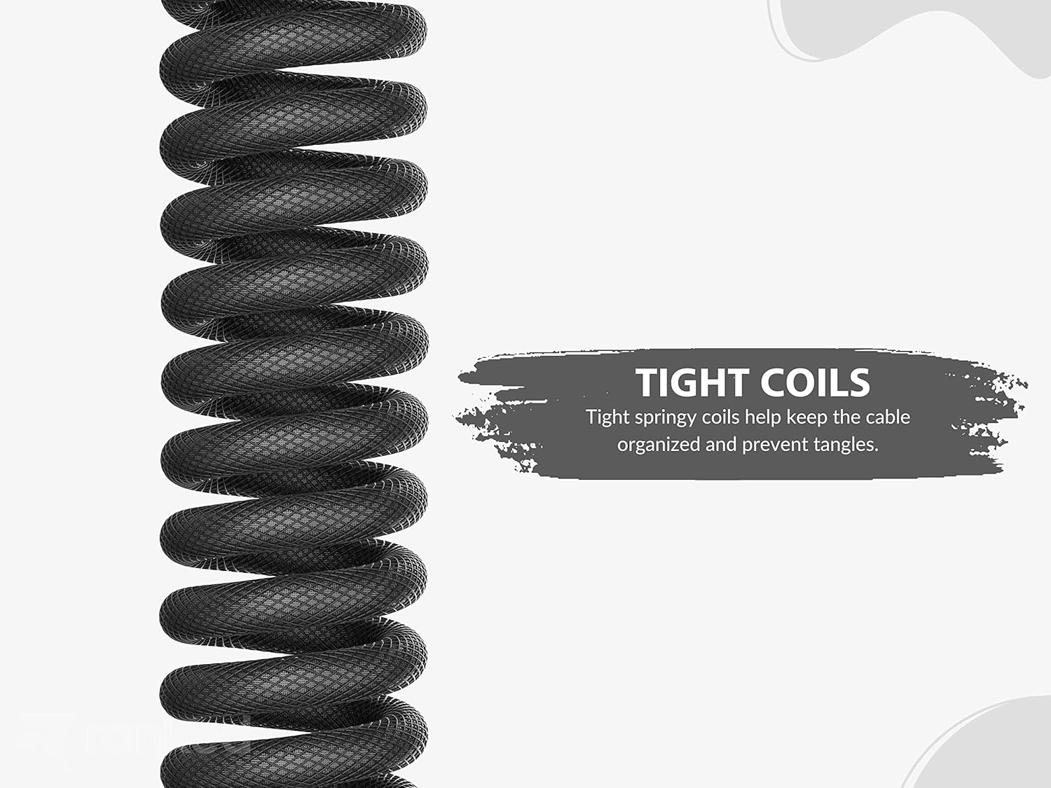 Ranked Coiled Keyboard Cable | Handcrafted Double-Sleeved Braided Cable | USB Type C to A | 5-Pin Aviator Connector for Custom Mechanical Gaming Keyboard | Support Fast Charge 20W (Black) - Image 5