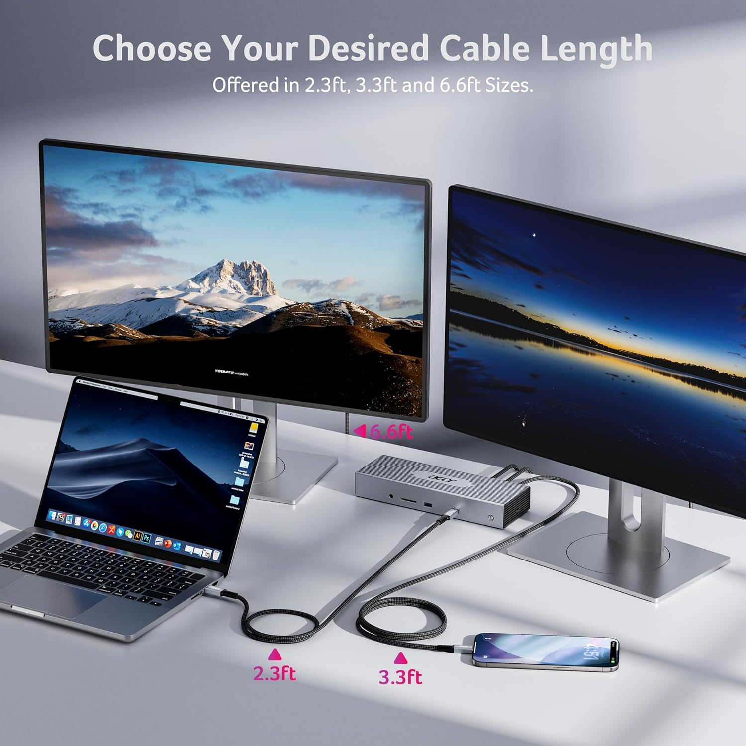acer USB-C USB 4 Cable 1M, Braided 8K/4K Video Display Cable, 240W Fast Charging Lead, USBC High Speed 40Gbps Transfer Cord, Thunderbolt 4/3, TB4 Compatible | Laptop, MacBook, External SSD, Monitor - Image 5