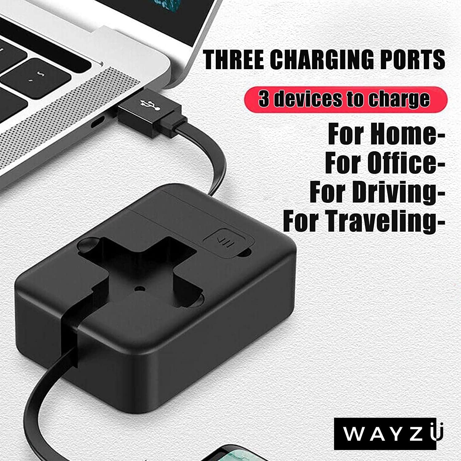 3-in-1 Retractable Multi Charging Cable & Phone Stand – Universal USB-C Cable Compatible with iPhone, Android, Micro USB, Travel Charger Lead - Image 3