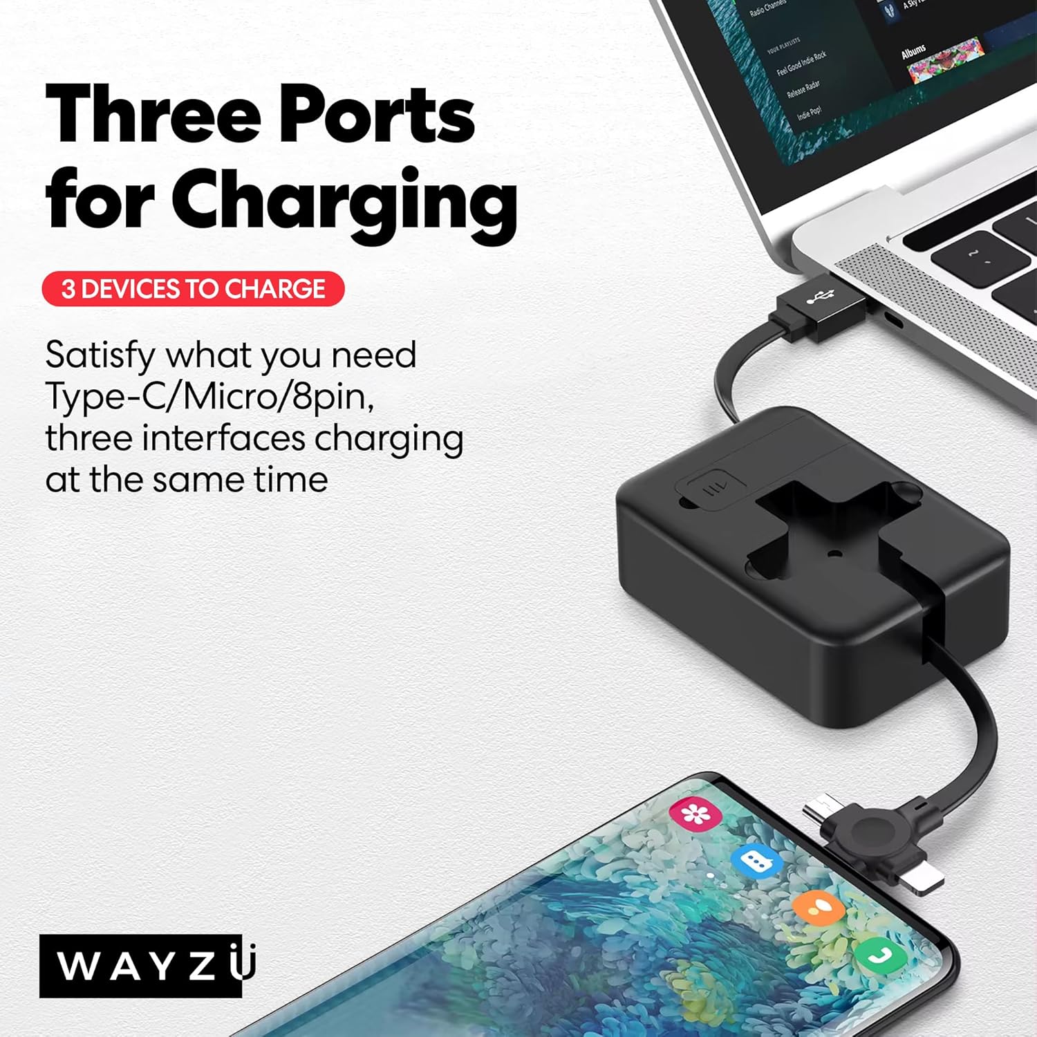 3-in-1 Retractable Multi Charging Cable & Phone Stand – Universal USB-C Cable Compatible with iPhone, Android, Micro USB, Travel Charger Lead - Image 7