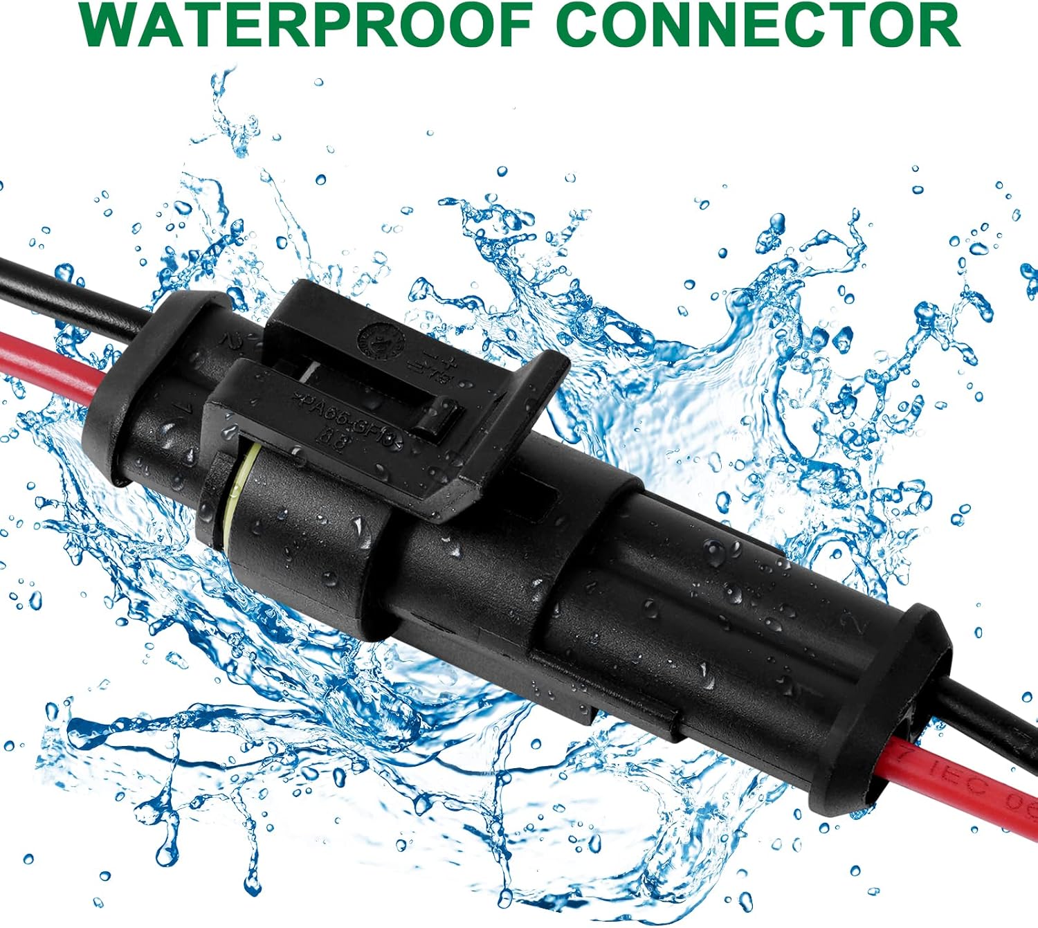 URAQT Car Waterproof Electrical Connector, 5 Pcs 2 Pin Car Wire Connector, Waterproof Connector with 16 AWG Wire and 20 Solder Terminals, For Car, Truck, Boat and Other Wire Connections - Image 4