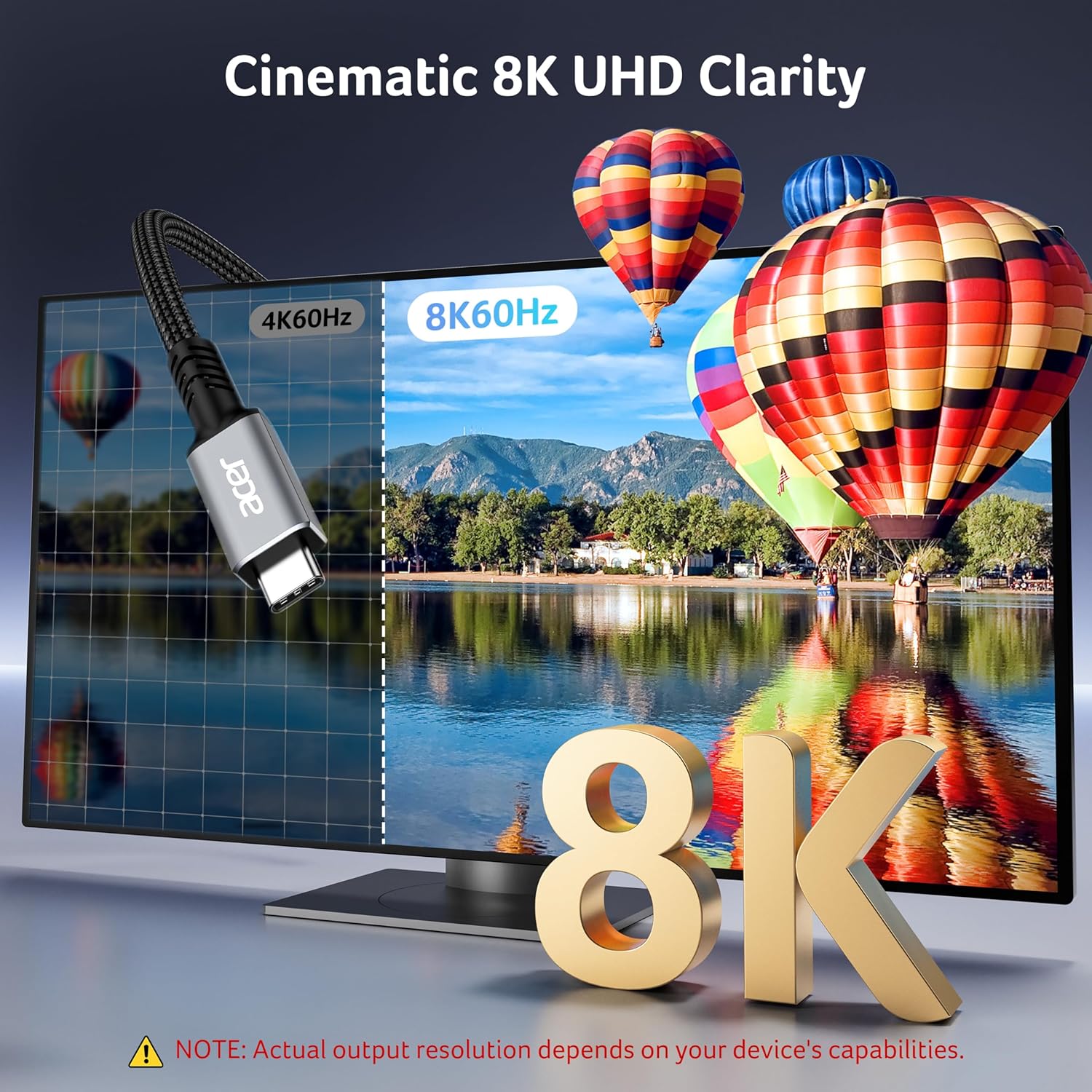 acer USB-C USB 4 Cable 1M, Braided 8K/4K Video Display Cable, 240W Fast Charging Lead, USBC High Speed 40Gbps Transfer Cord, Thunderbolt 4/3, TB4 Compatible | Laptop, MacBook, External SSD, Monitor - Image 3
