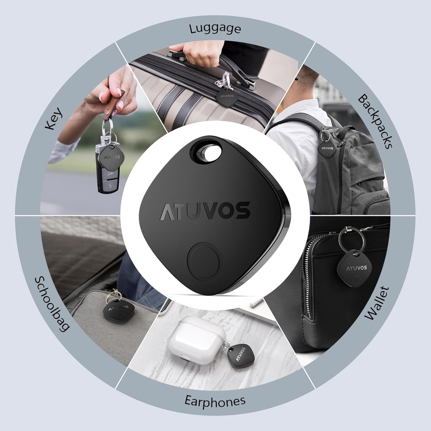 ATUVOS Dual System Air Tracker Tag PRO 2 Pack, Smart Key Finder Works with Android Google Find Hub or iOS Apple Find My APP, Bluetooth Item Locator for Luggage, Suitcase, Bags - Image 7