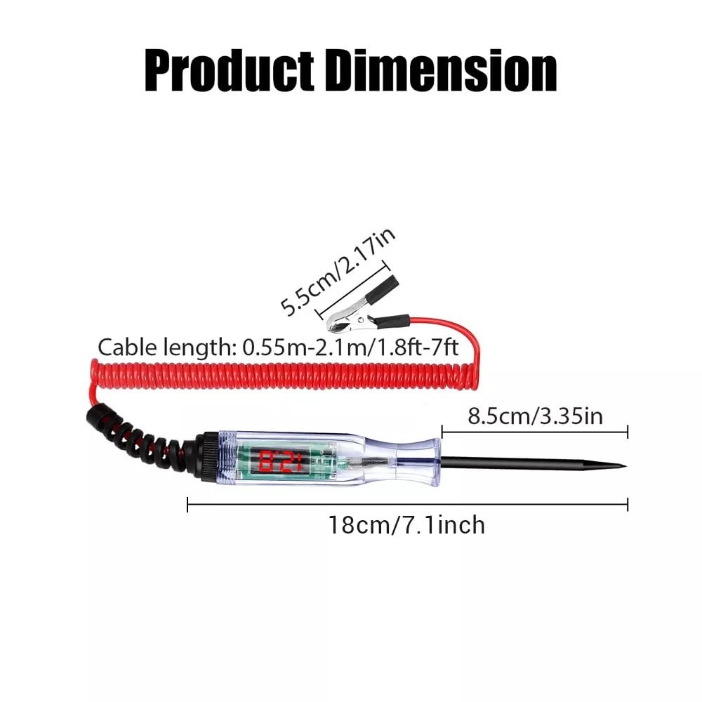 Circuit Tester, 3-70v Dc Voltage Tester with Digital Test Light Flashlight Measures Polarity Continuity, for Automotive Fuse Tester Wiring Circuit Checking - Image 4