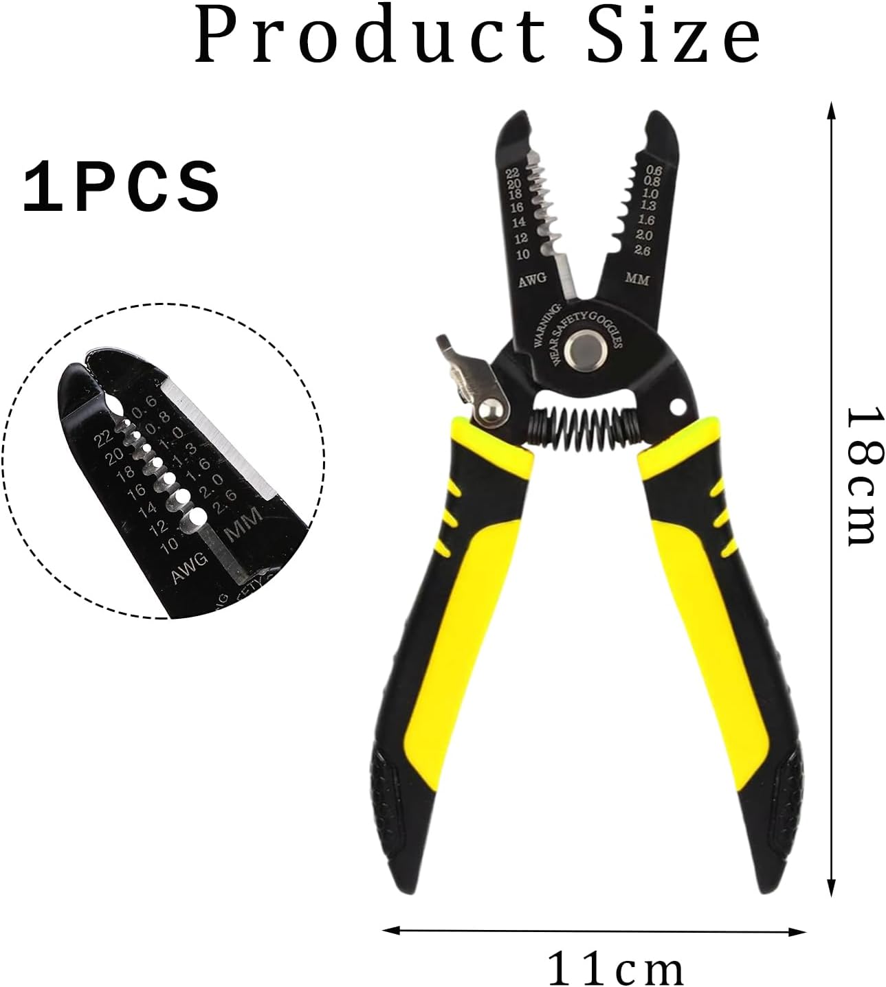 7" Precise Wire Strippers,Multi Gauge Wire Strippers, Cable Stripper with Safety Lock,Wire Cutter and Stripper Tool & Wire Crimping Tool,with Ergonomic Handle - Image 5