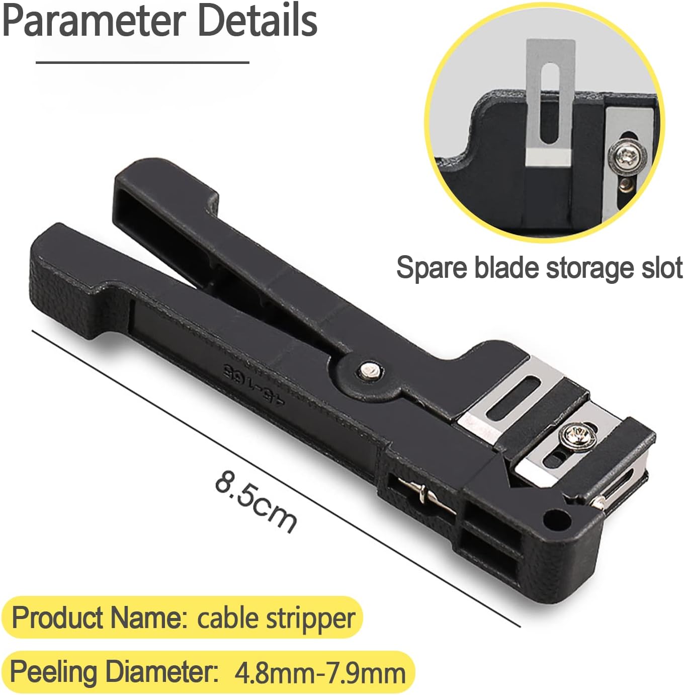 Optical Fiber Strippers, Horizontal Coaxial Cable Stripping Knife, Cable Cutter Hand Stripper Tool, 4.8mm-7.9mm Peeling Diameter, 45-165 Model, for Fiber Optic Cable Construction - Image 4